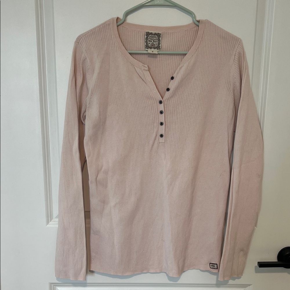 Vintage Ralph Lauren Pink Long Sleeve Henley Shirt Women’s Large